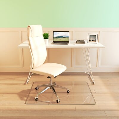 Rectangular Tempered Glass Office Chair Mat for Carpet and Hardwood Floors | Stefania Sole