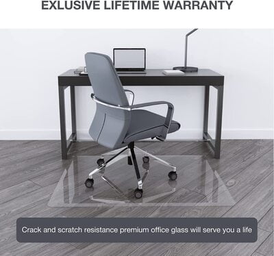 Rectangular Tempered Glass Office Chair Mat